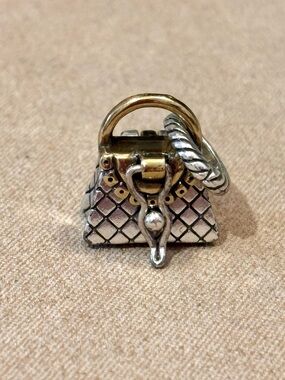 🆕Listing! Brighton Vintage Bag charm Mini-purse It opens! Brass & silver Retired